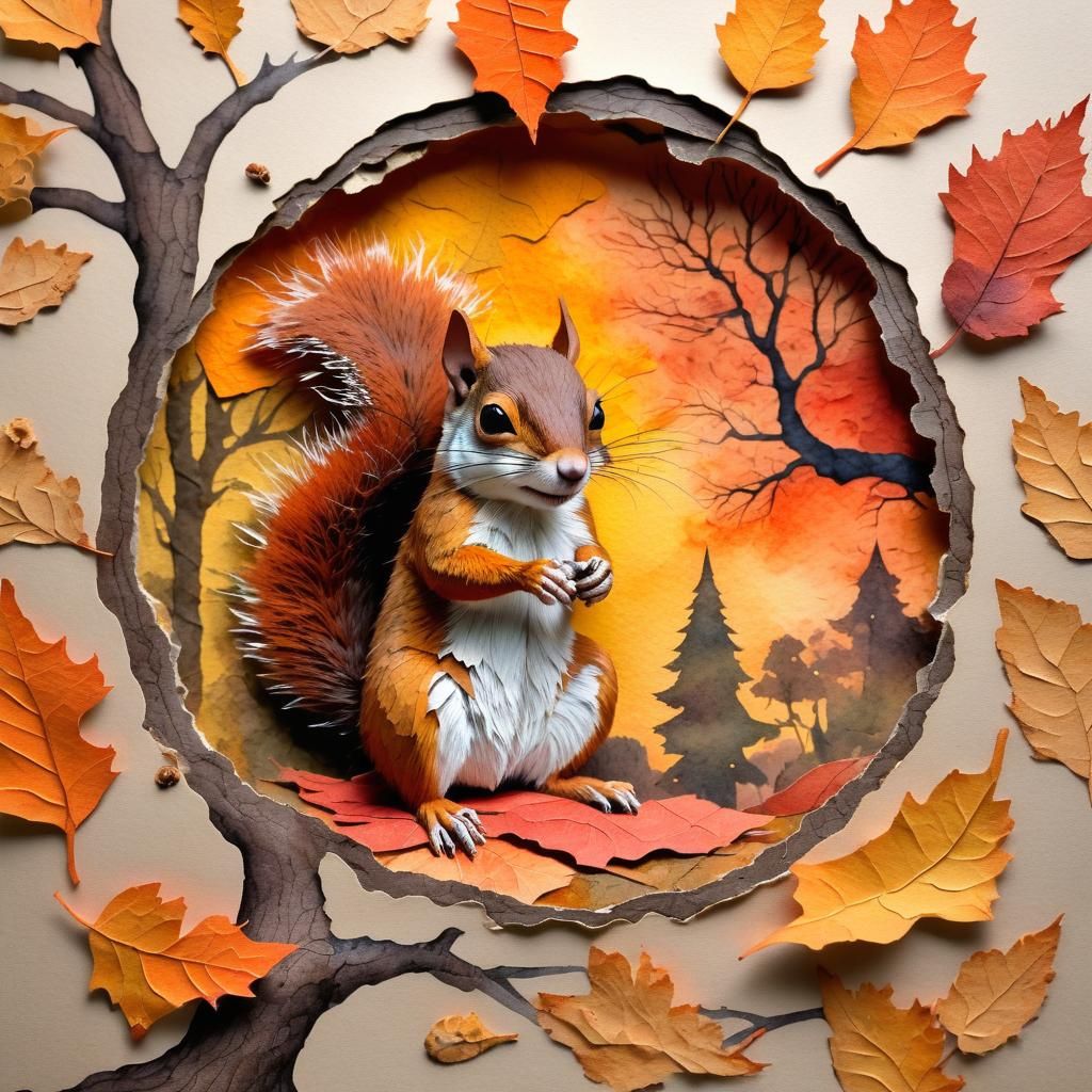 Yggdrasil in 3D Torn Paper Collage