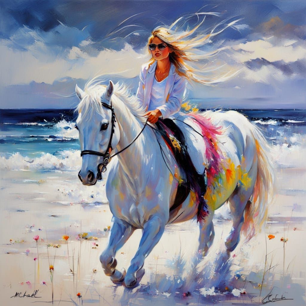 Riding Under Neon Beach Lights