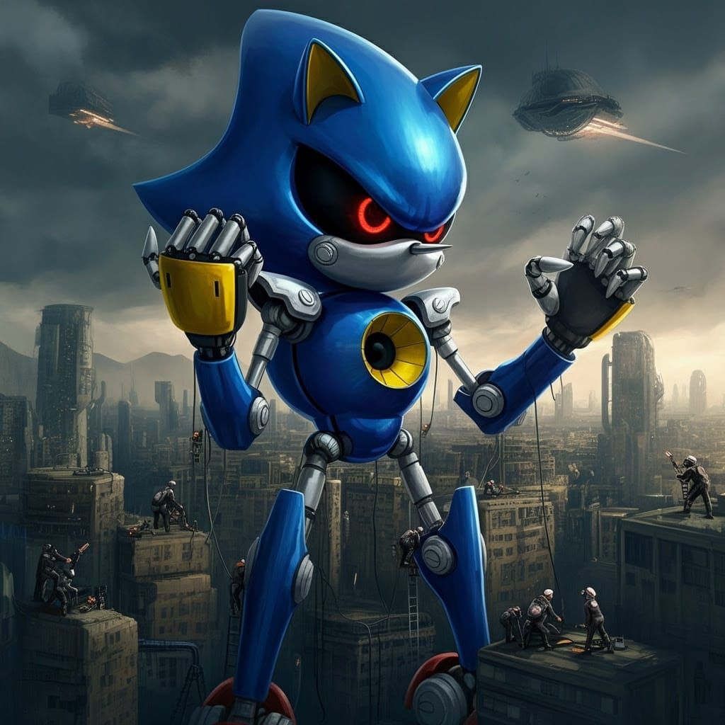 Gigantic Metal Sonic Towers Over Metropolis