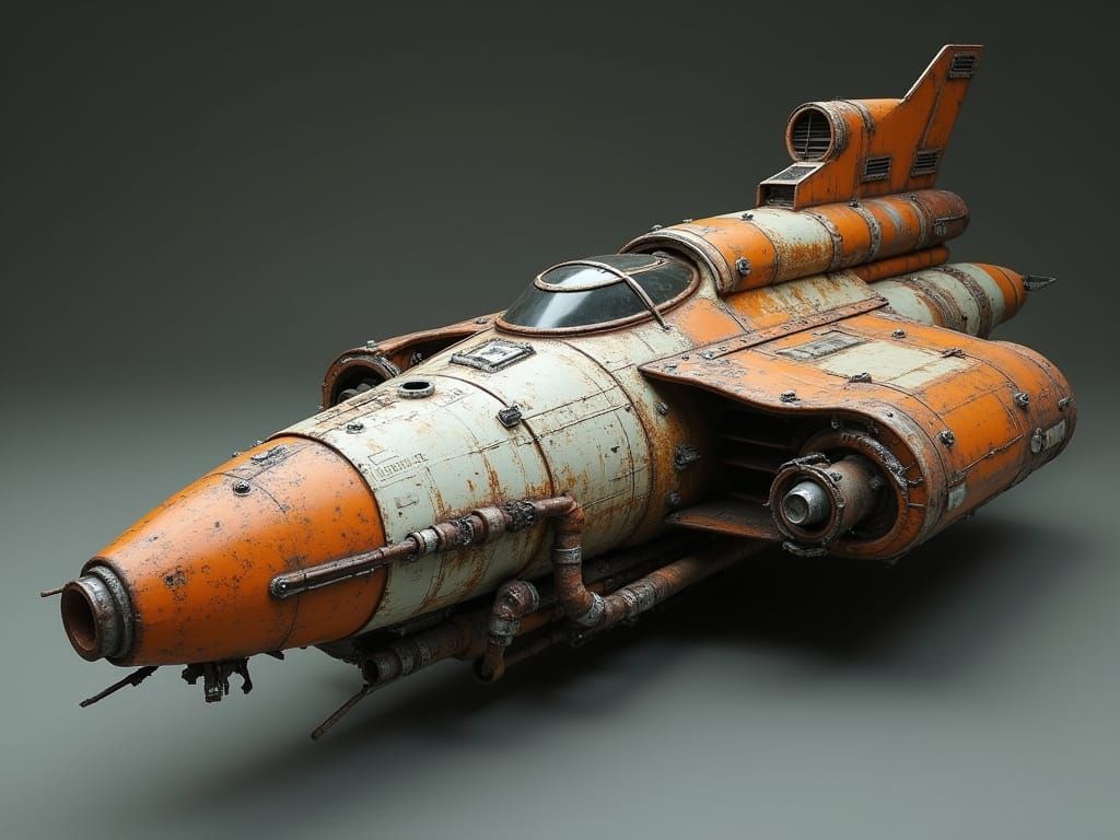 Cyberpunk Spaceship with Rusty Metal Surface
