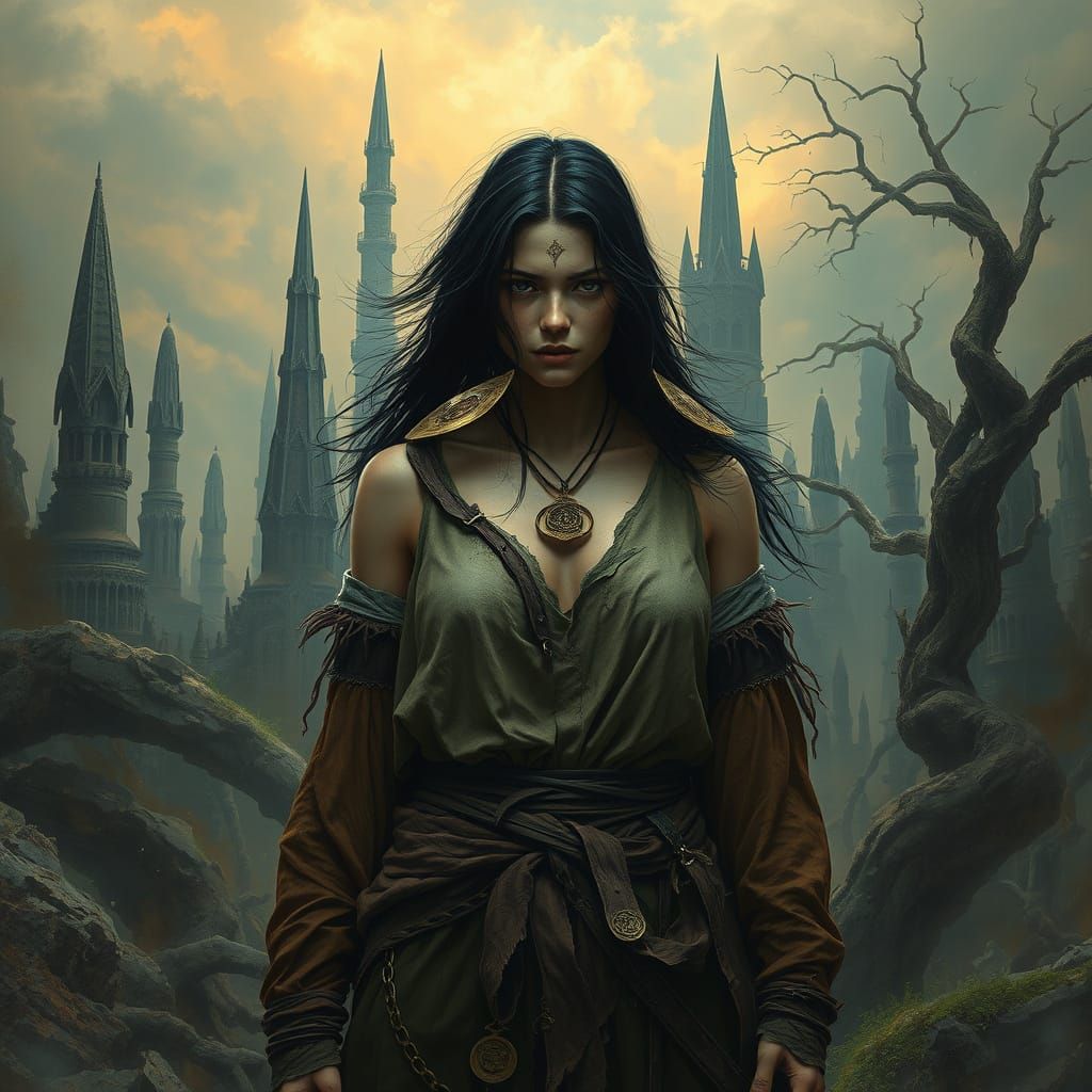 Mystical Woman in Ruins