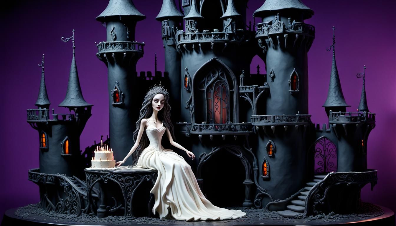 Reanimated bride Elaborate 20 tier castle cake sculpture at ...