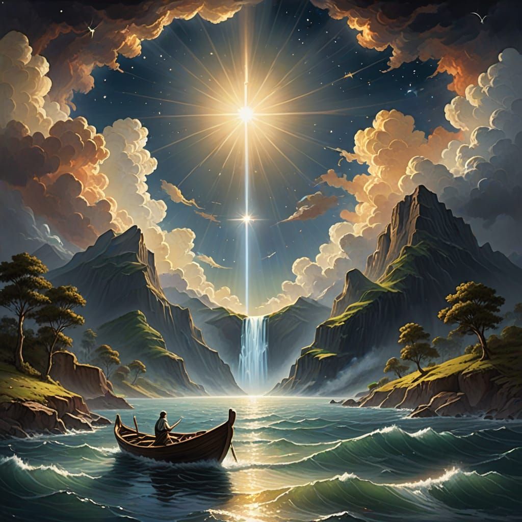 Genesis Creation Scene in Vibrant Digital Art