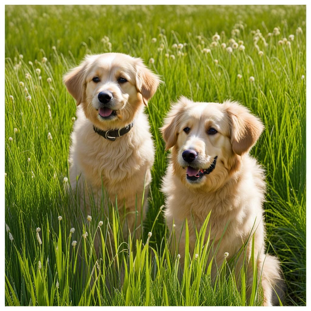 Two Dogs Enjoying a Meadow