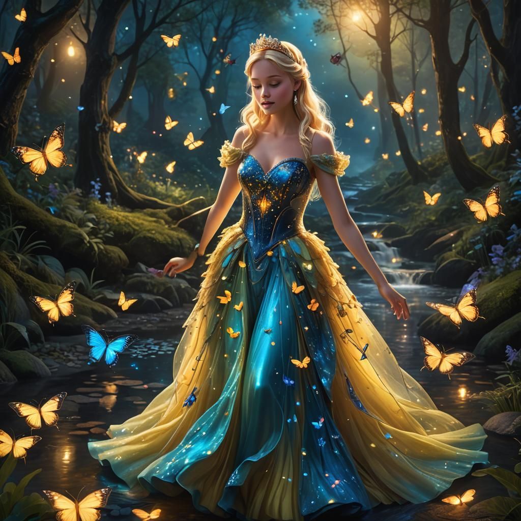 Mystical Princess Dancing in Enchanted Forest