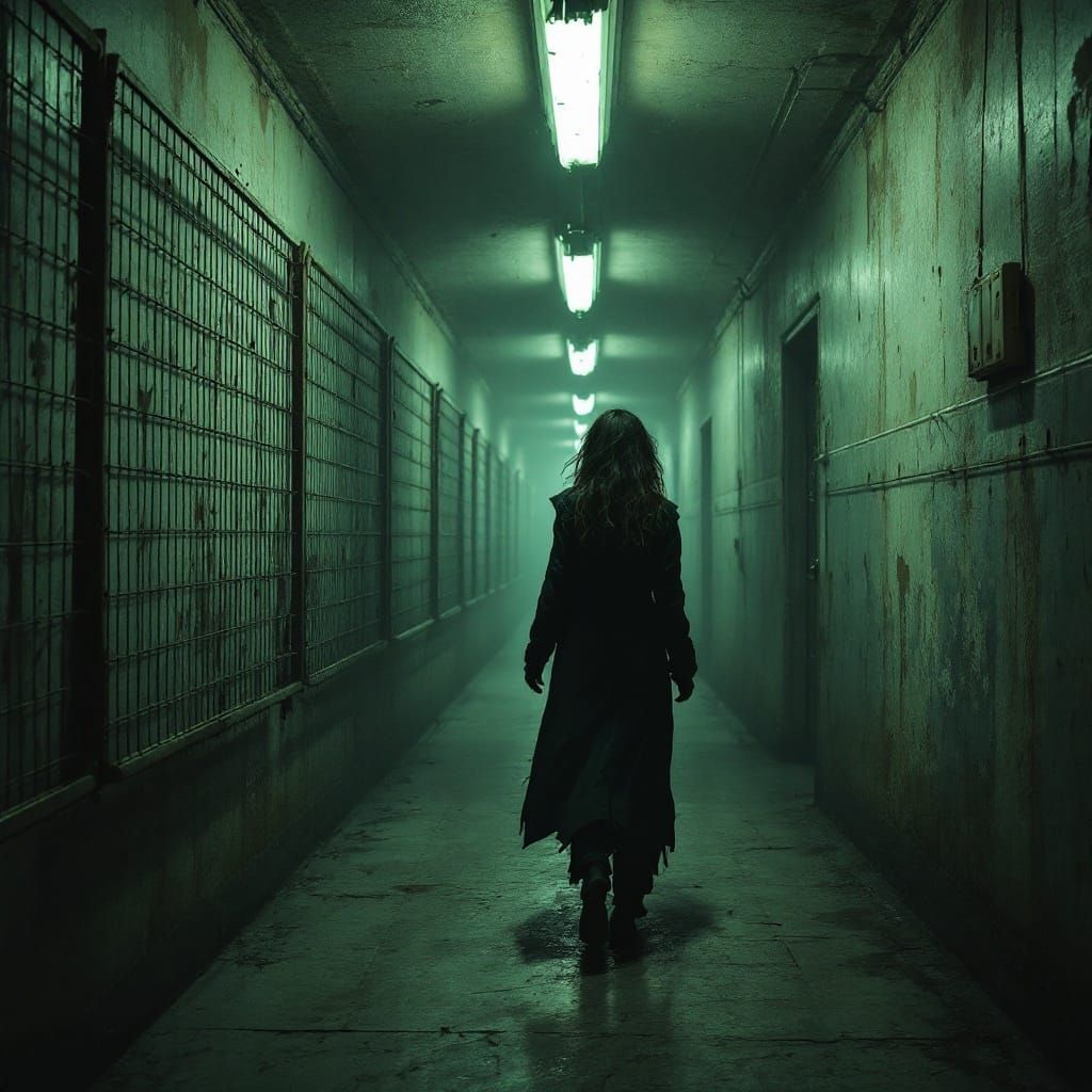 Creepy Industrial Hallway in a Haunting, Surreal World