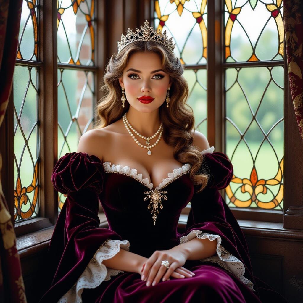 Medieval Princess Portrait in Art Nouveau Style