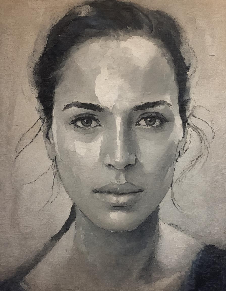 Blue Period Portrait of a Young Woman as Impasto