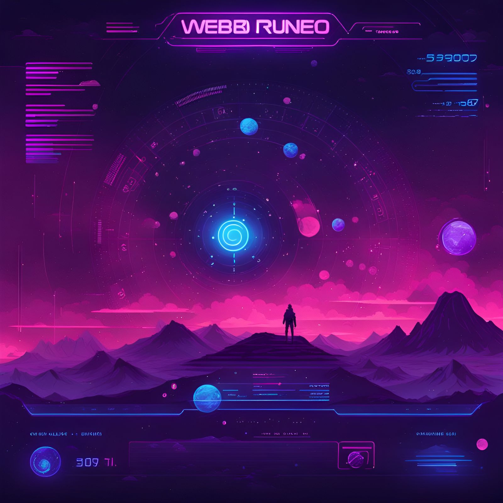 Astrology Landing Page with Galaxy in Cyberpunk Style