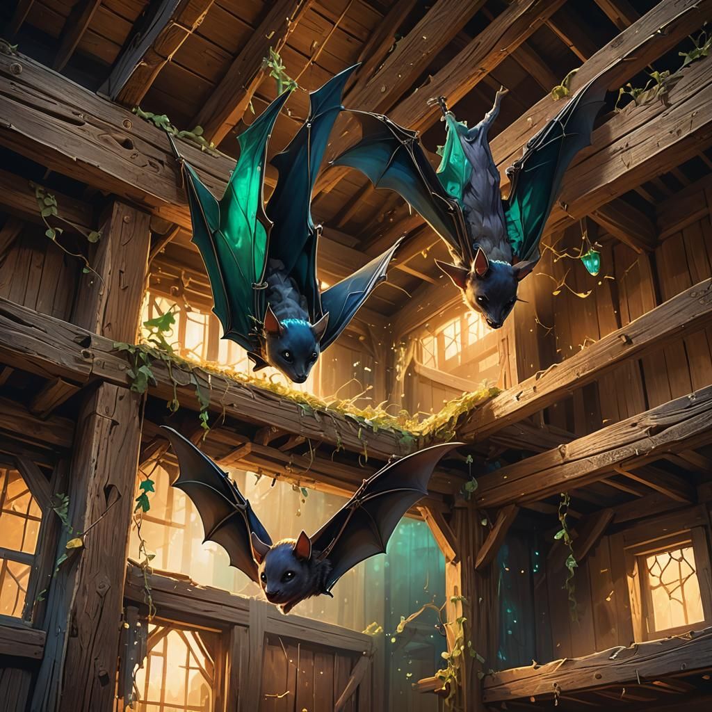 Baby Bat 'Pippa' in Barn: Fantasy Concept Art