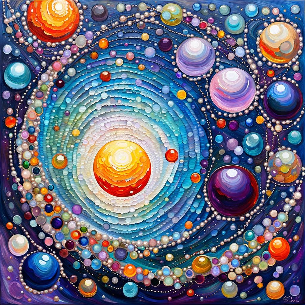 Colorful Celestial Minerals in Expressionist Oil Painting