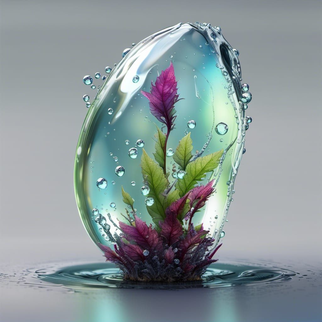Water Drop on Young Growth: Detailed Matte Painting