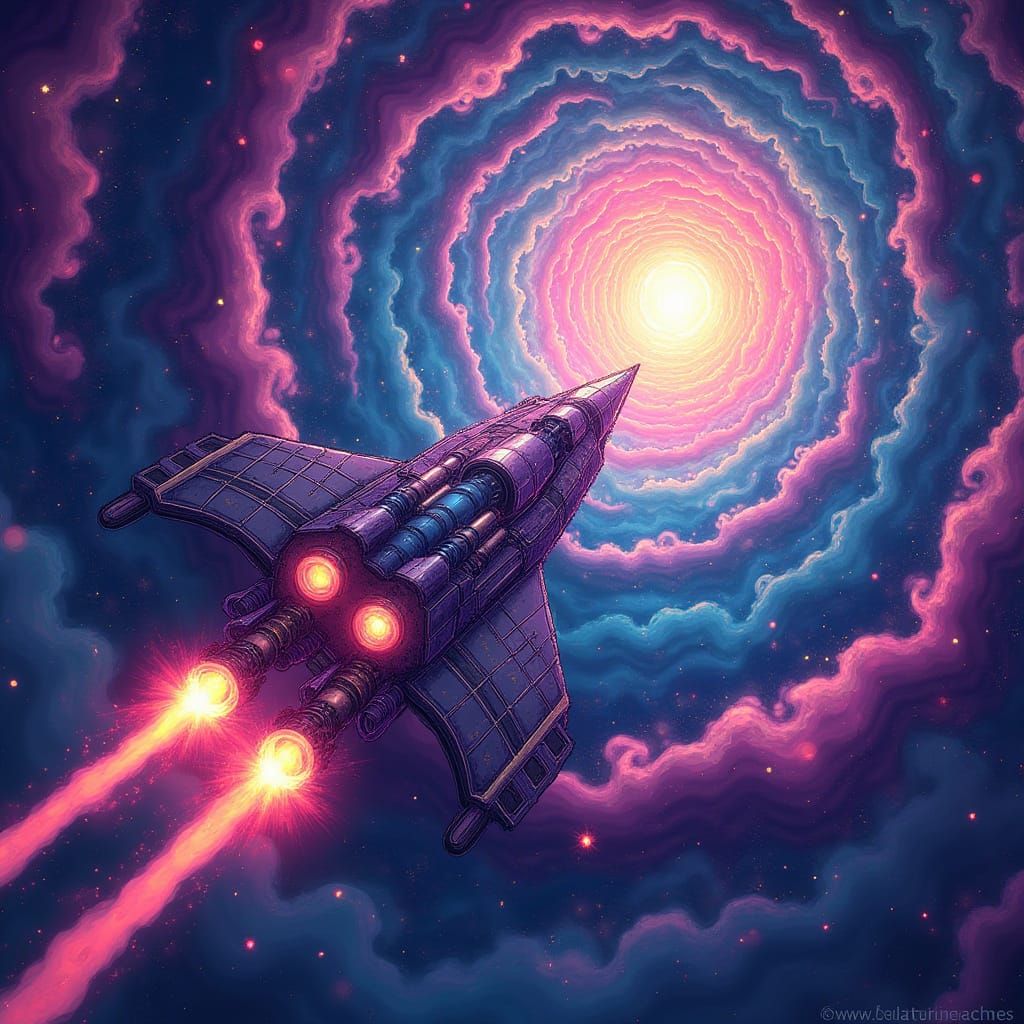 Surreal Geometry Dash-Inspired Spaceship Soars Through Cosmi...