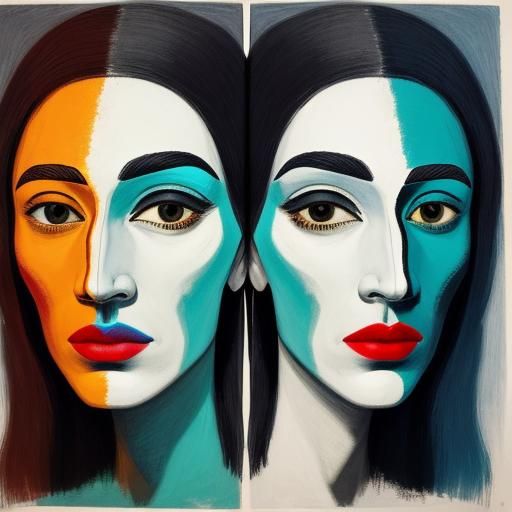 Abstract Portrait in Cubist Style