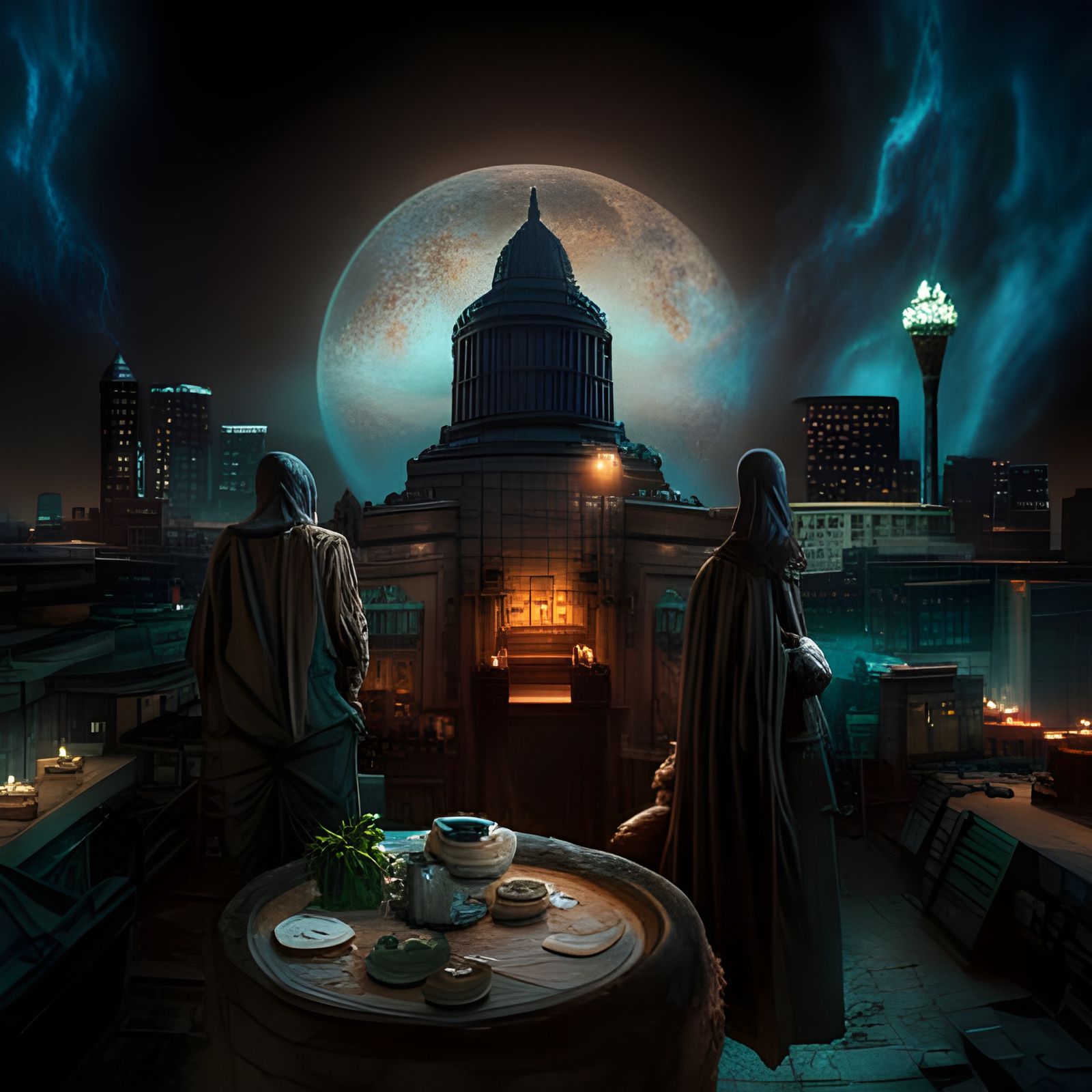 Bizarre Feast of Futuristic Beings, Hyperrealistic Digital A...