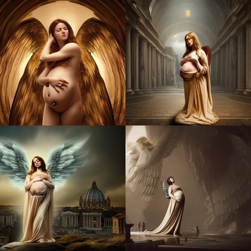 Pregnant angel women in Rome Epic cinematic brilliant stunning intricate meticulously detailed dramatic atmospheric maxi...