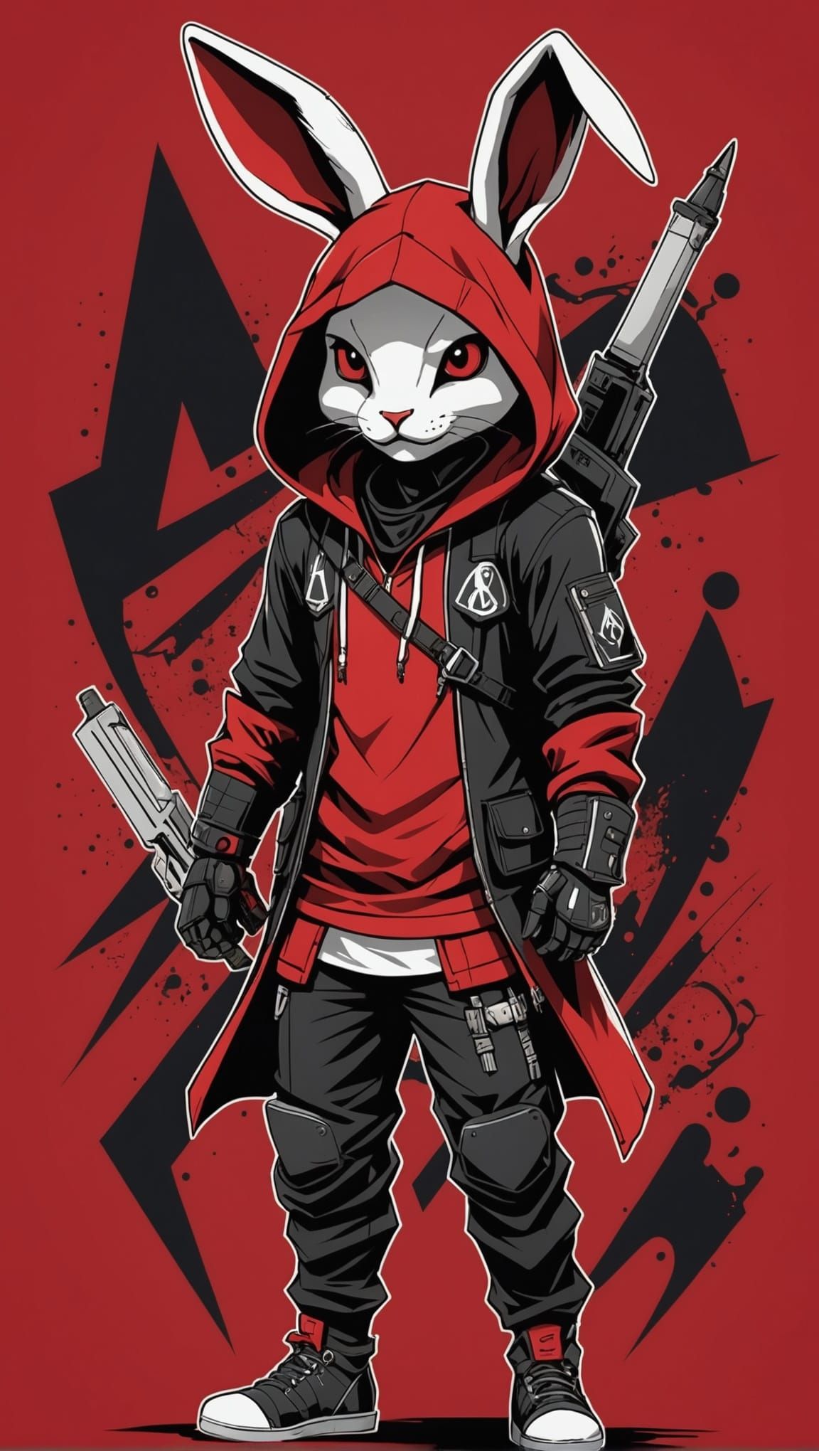 Cybernetic Bunny Assassin in Comic Style