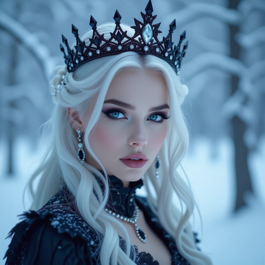 Gothic Ice Queen in Frosty Forest