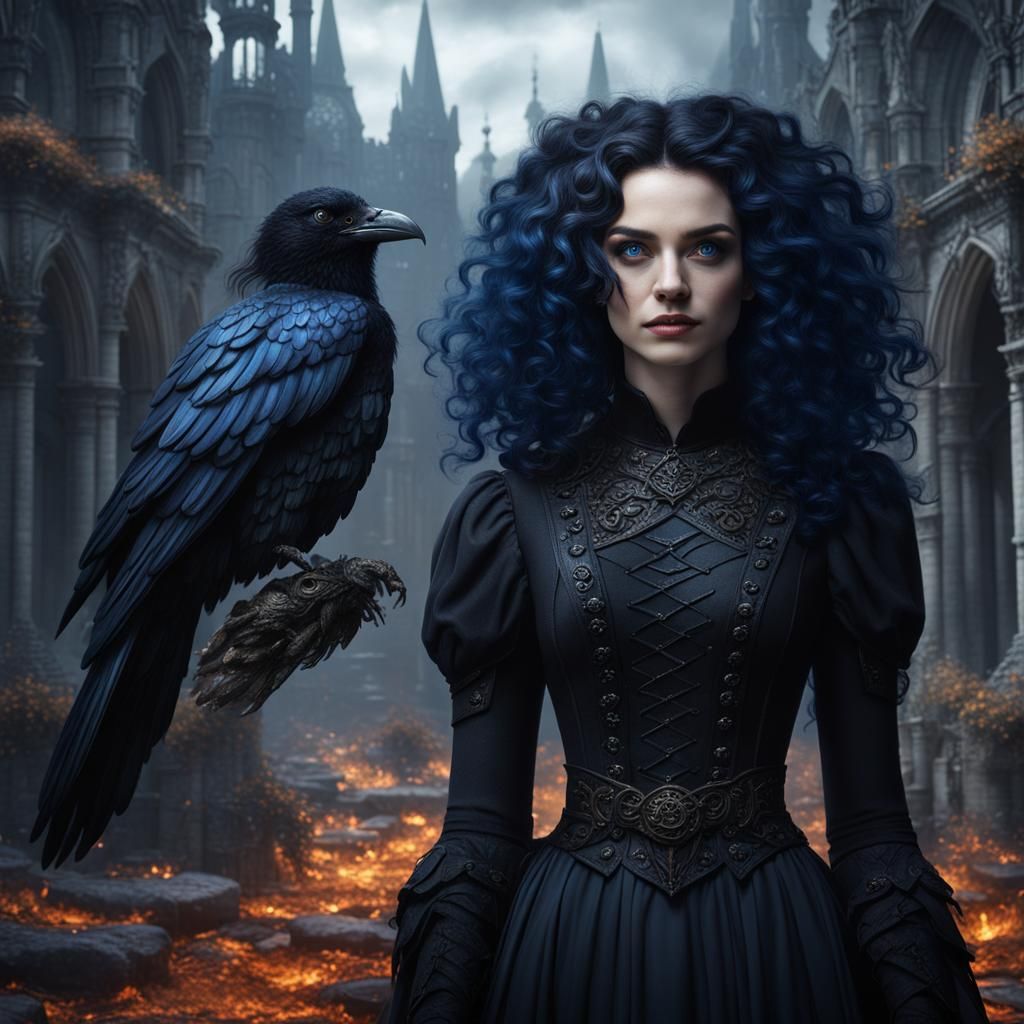 Goth Woman Portrait in Detailed Matte Painting Style