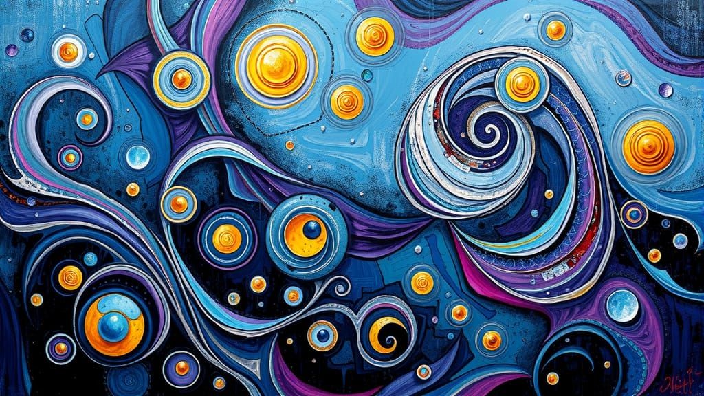 Surrealist Abstract Expressionist Masterpiece in Blues and P...