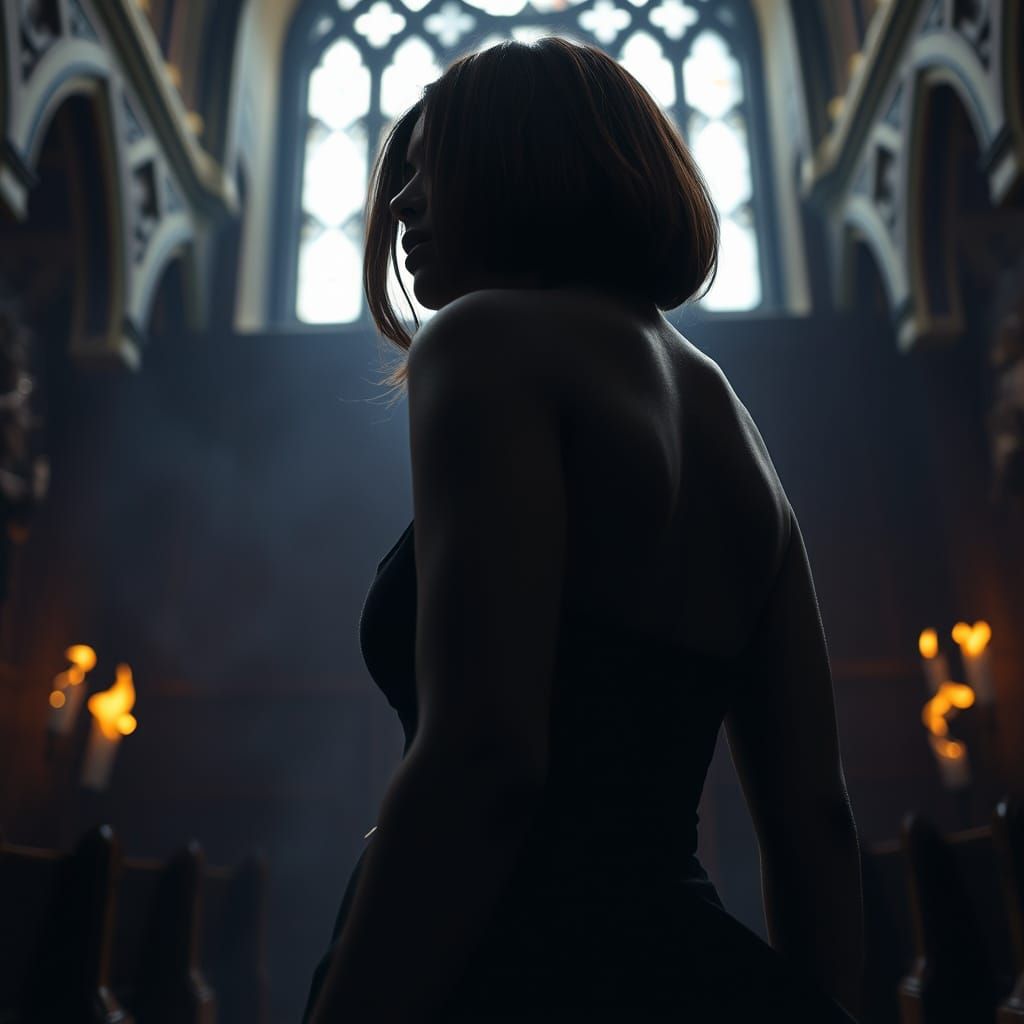 Black Woman in Fiery 17th Century Church