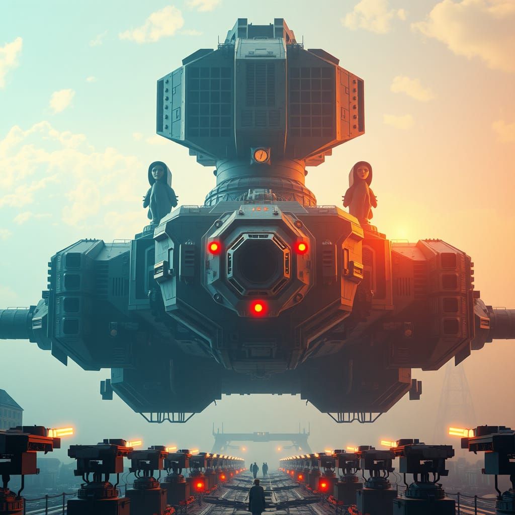 Imposing Space Station: A Cinematic Film Still