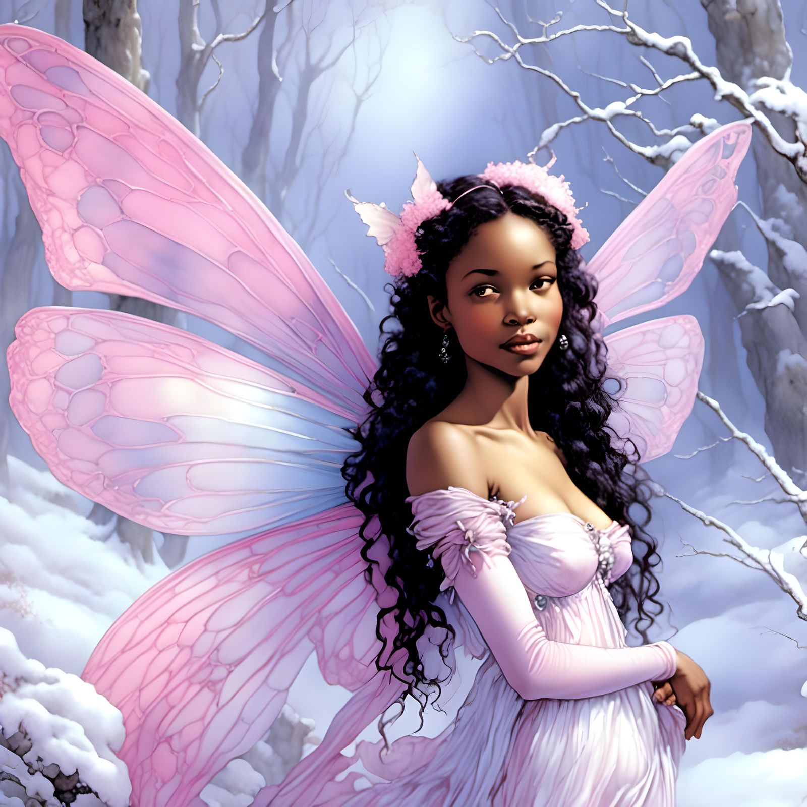 <lora:Victorian Fairies 1:1.0> beautiful happy african  fant...