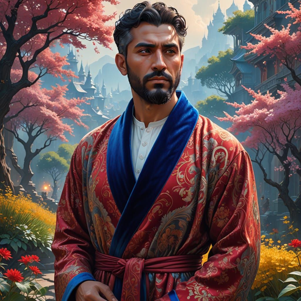 Handsome Man in Celestial Fantasy Landscape