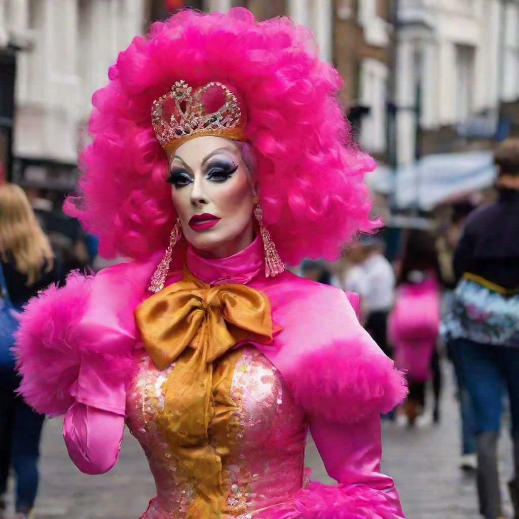 Extravagant Drag Queen in Satin Wonderland