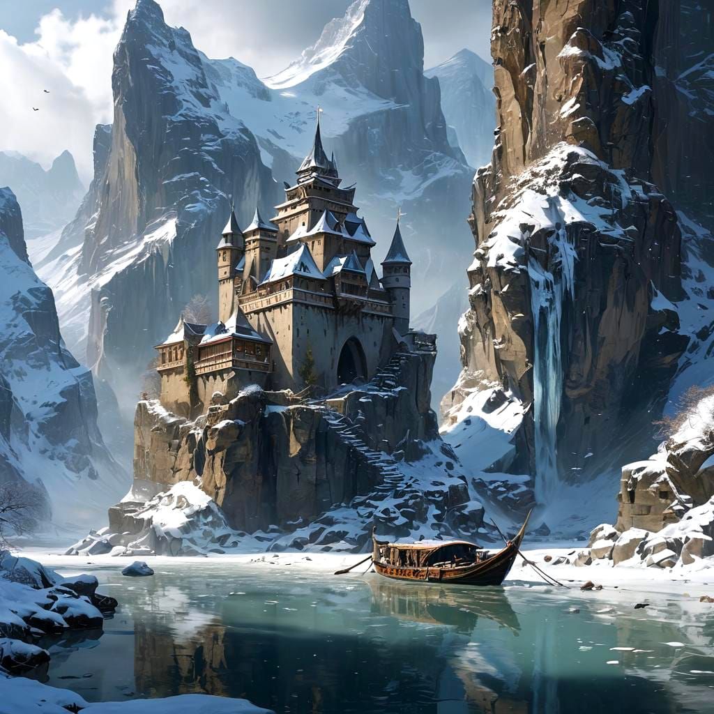 Snow-Crowned Fantasy Realm in Rugged Winter Wonderland