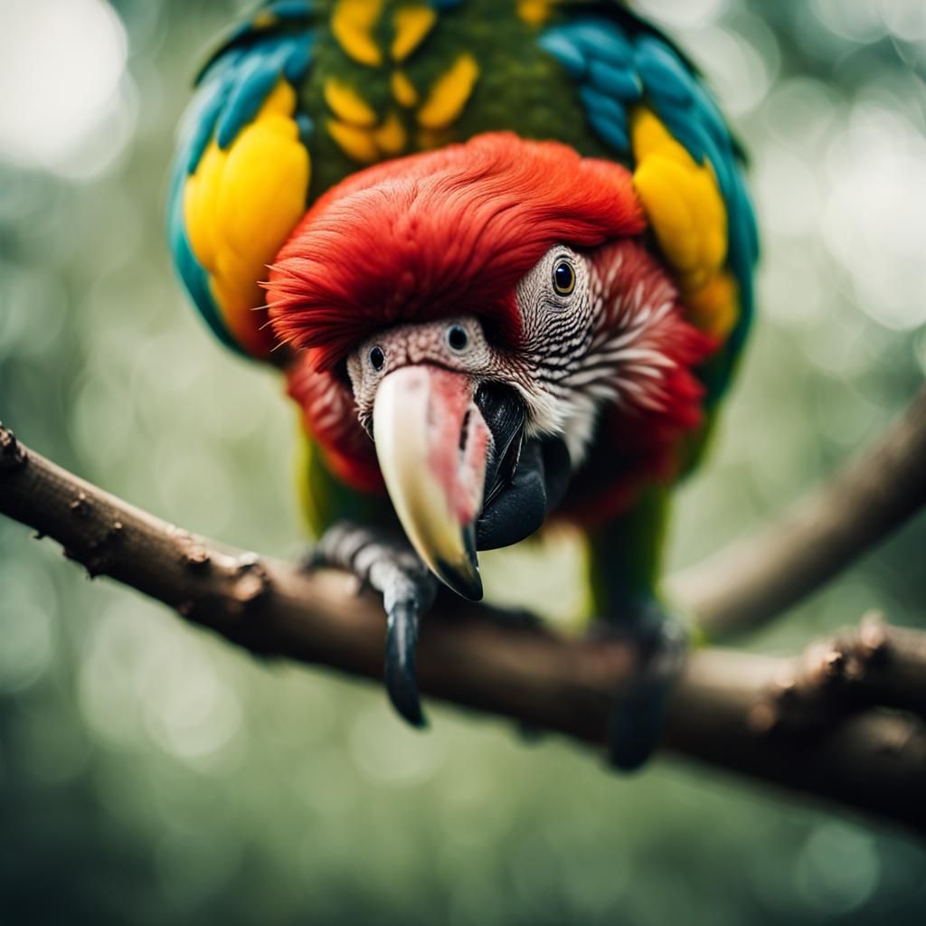 Whimsical Parrot Portrait in Abstract Style