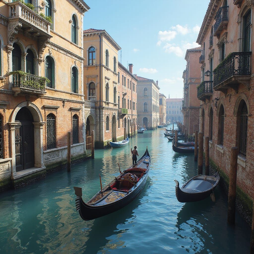 Majestic Gondola in Fantasy Venice