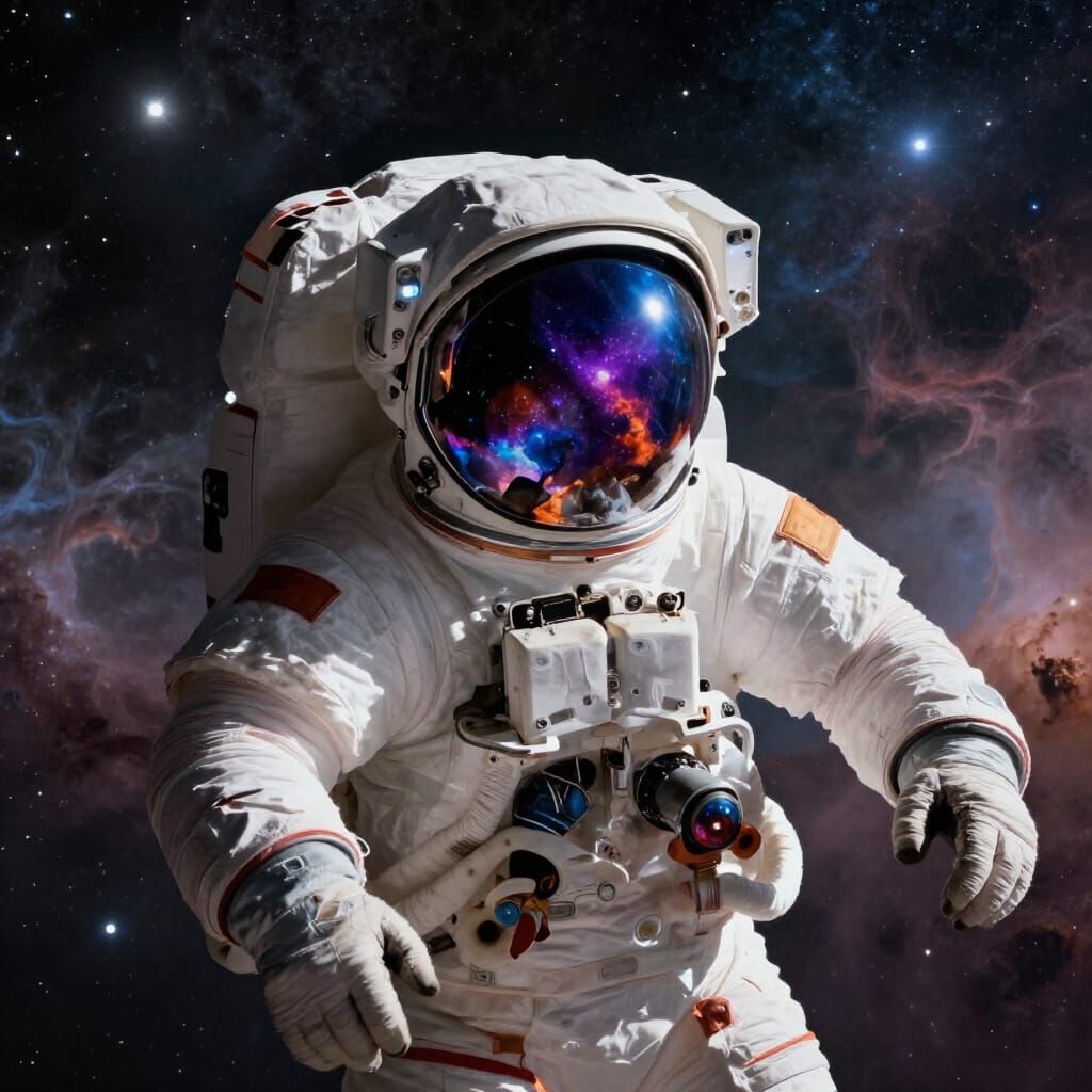 Astronaut Adrift in Cosmic Nebula Galaxy