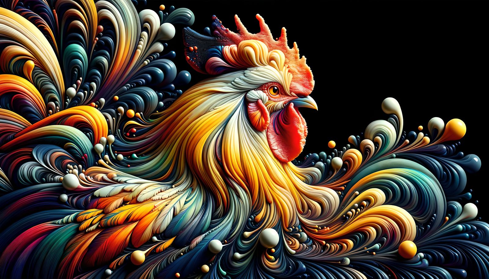 Detailed Hen Close-up with Polychromatic Palette
