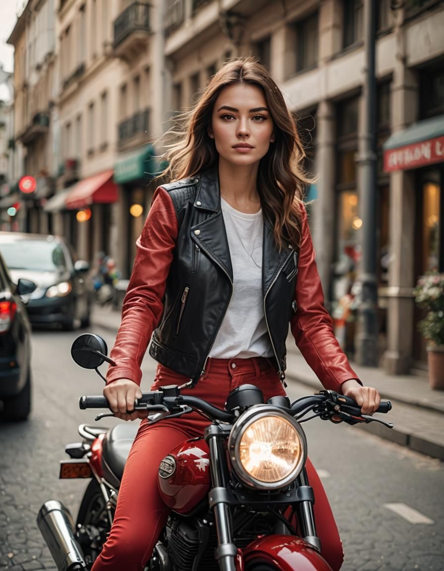 Woman on Motorcycle: Professional Photography with Bokeh