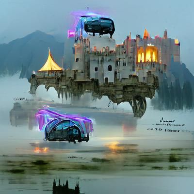 Cyberpunk Castle Transformation Concept Art