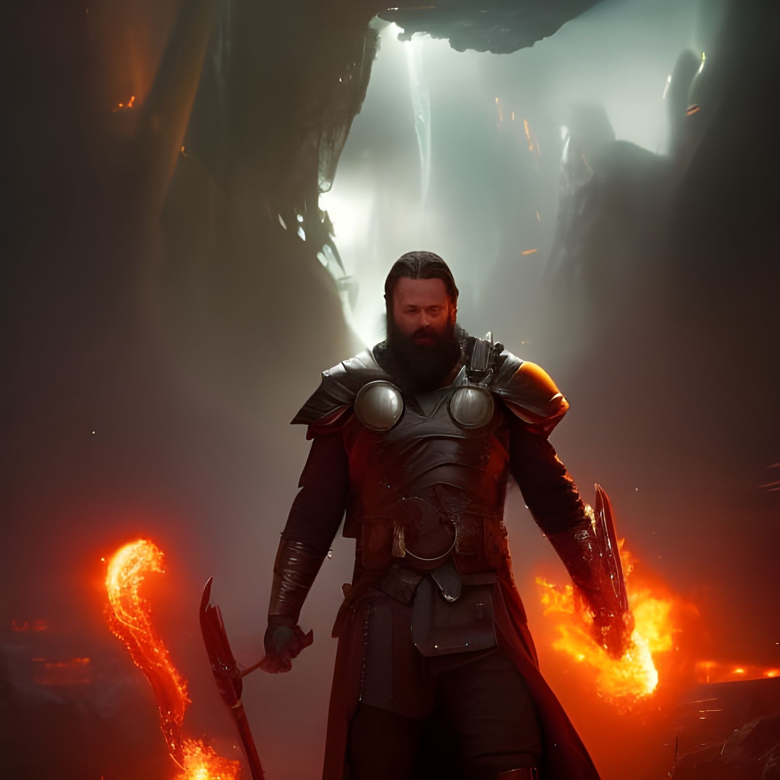 Thor Causes Chaos at Heathrow: Dark Fantasy Art