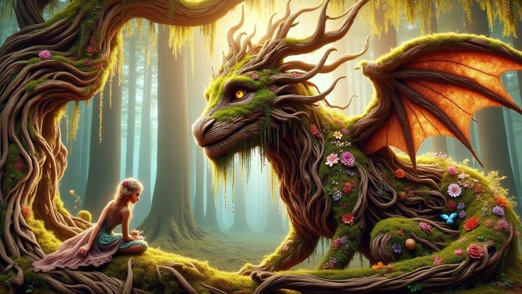 Dragon Tree in Mystical Realism Style