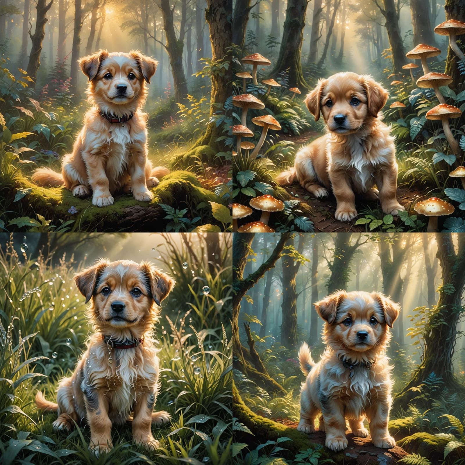 Cute Puppy with Bright Eyes in Ethereal Style