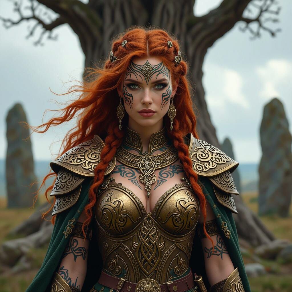 Celtic Druid Queen in Art Nouveau Style