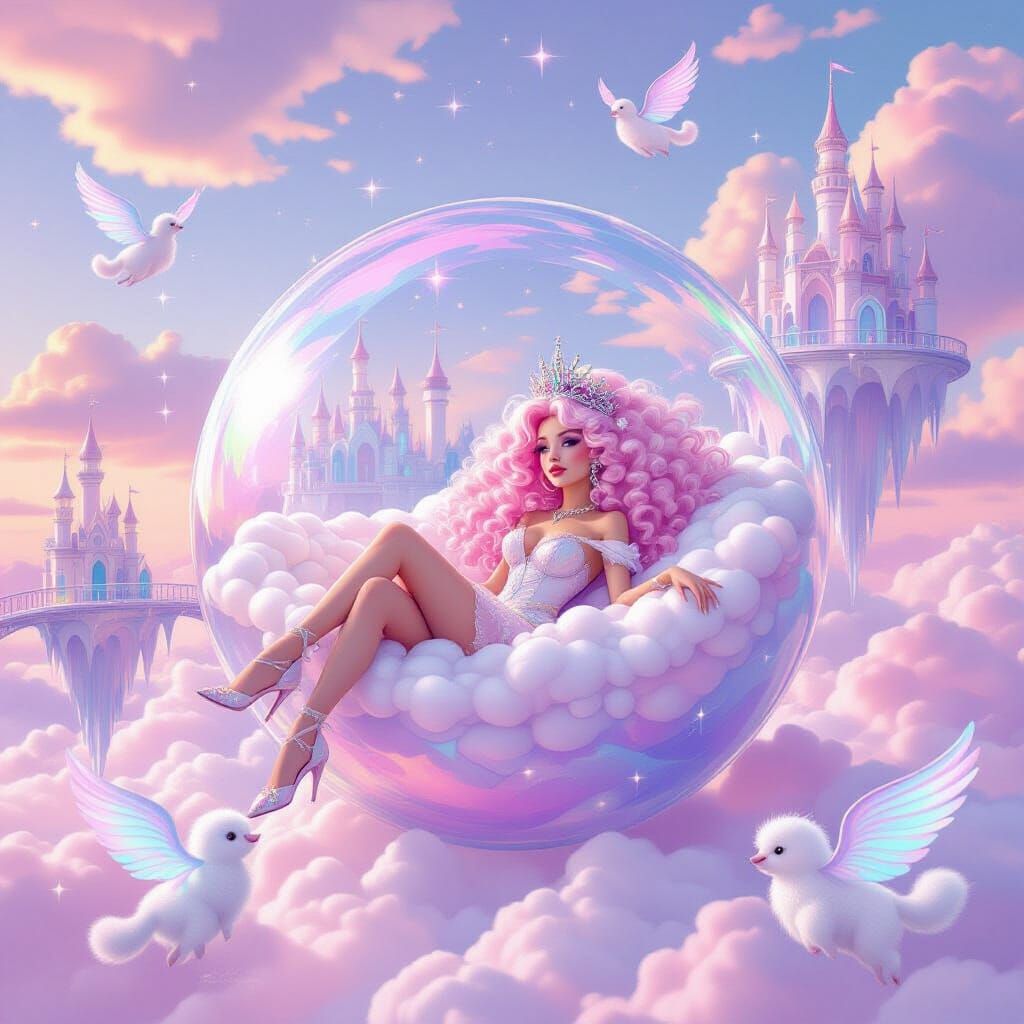 Bubbly Empress in Soap Film Castle Dreamscape
