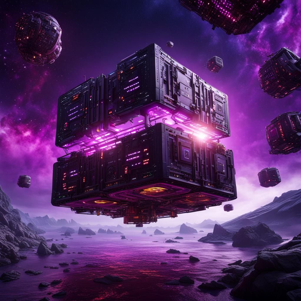 Star Trek Discovery Attacking Borg Cube: Matte Painting