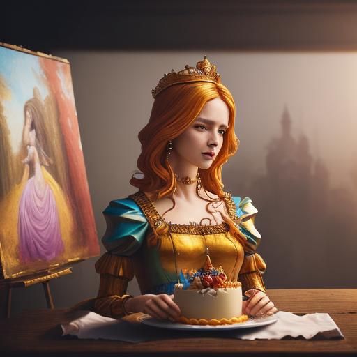 Hyperrealistic Cake Sculpture of a Queen Painting