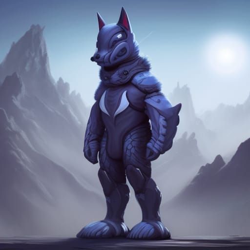 Detailed Protogen Furry Character Art