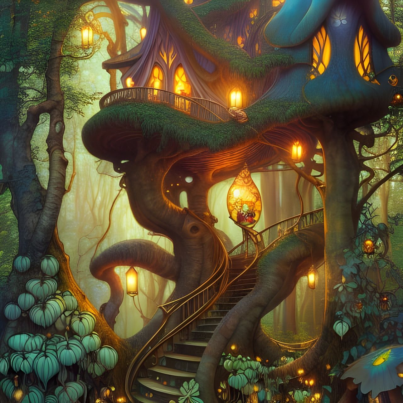 Enchanted Elvish Stairway to Fae Treehouse