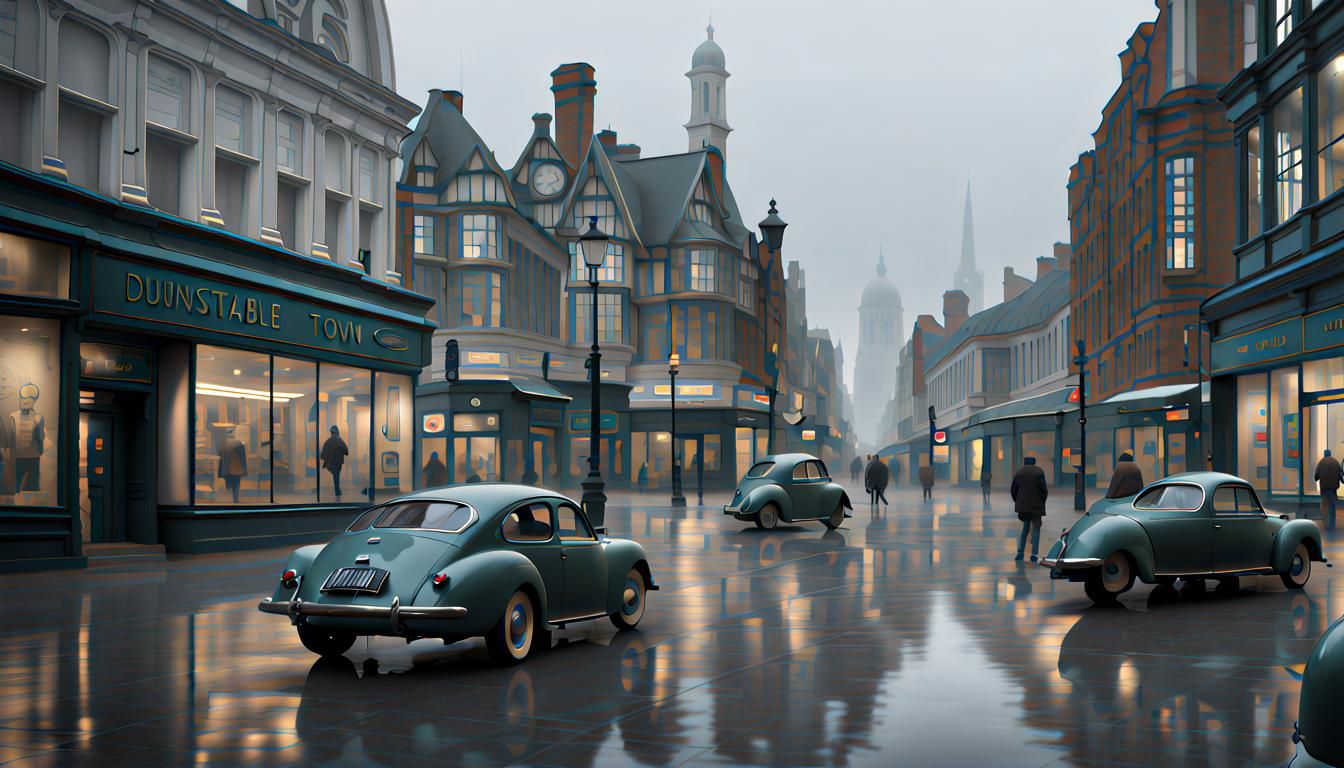 Gloomy Futuristic Town Center in 2050