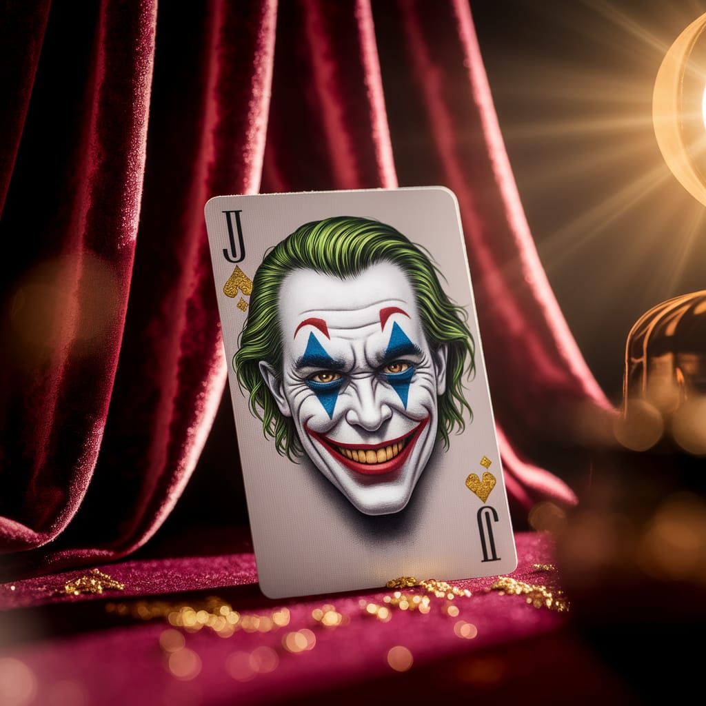 Golden Spotlight on Detailed Joker Playing Card