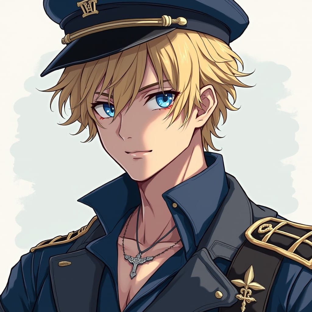 Handsome Anime Warrior with Chiseled Features and Military G...