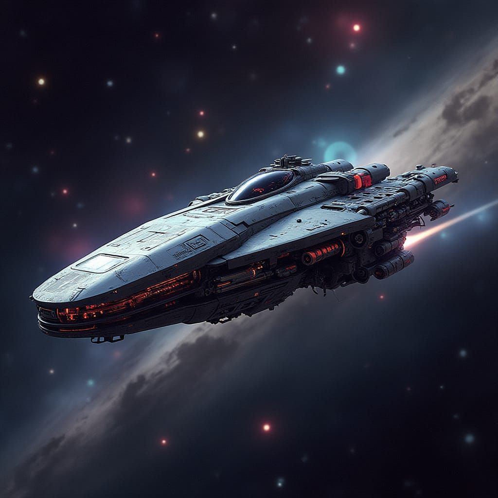 Futuristic Alien Spacecraft in Deep Space