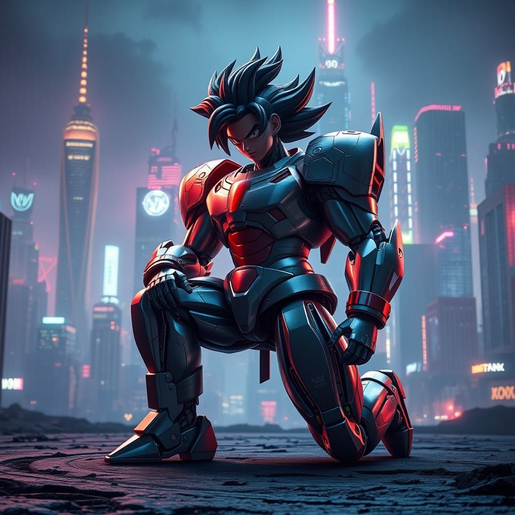Goku in Futuristic Mecha Armor